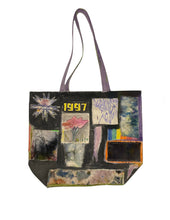 Load image into Gallery viewer, patched collage canvas tote
